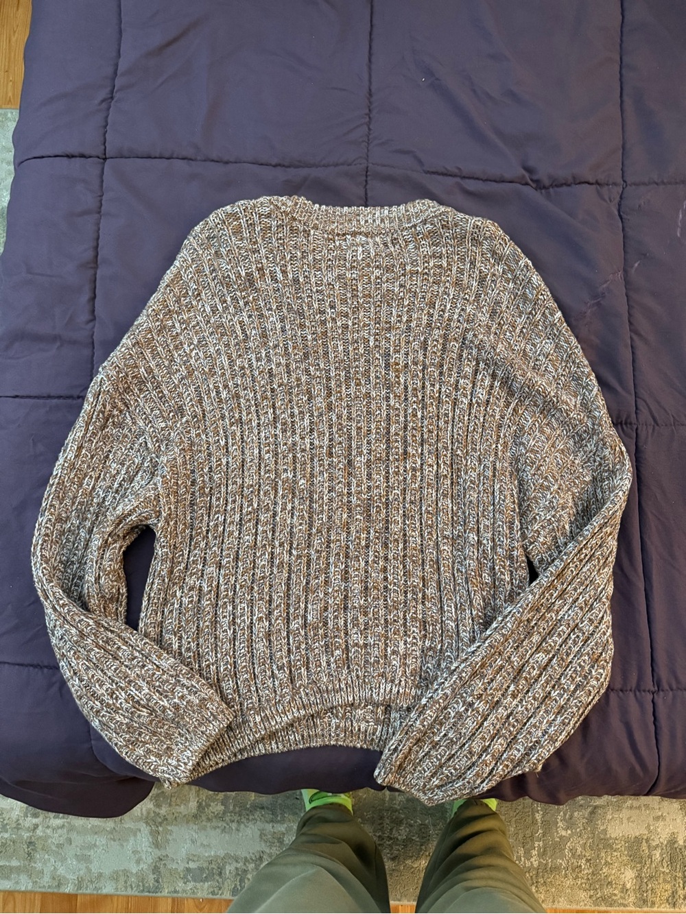 Universal Thread Cozy Ribbed Crewneck Sweater - Brown/Cream - Picture 3 of 3